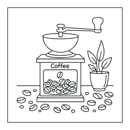 Vintage coffee grinder with beans