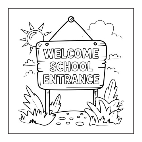Wooden Welcome School Entrance sign with sunshine