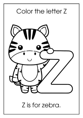 Z is for zebra Striped cartoon zebra character
