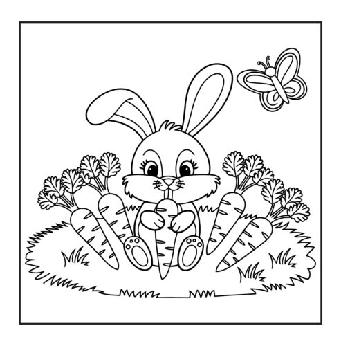 bunny surrounded by fresh carrots