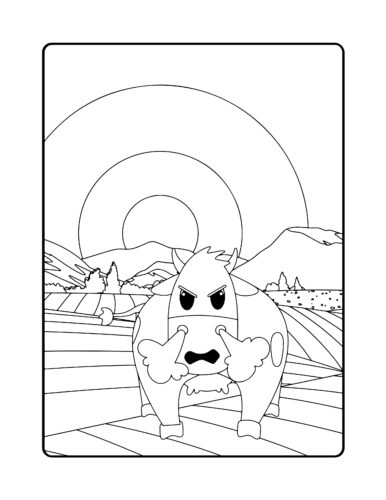 Angry cow snorting steam clouds