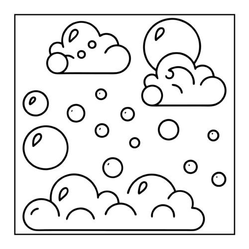 Bubbles floating with fluffy clouds