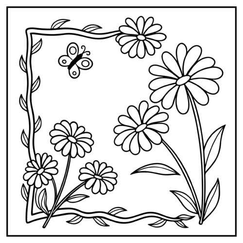 Butterfly and decorative flower border