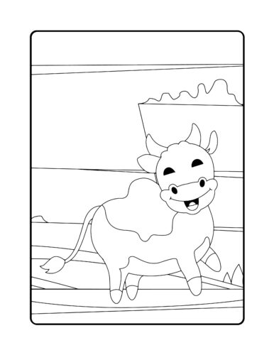 Cheerful cow jumping over fence