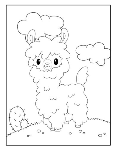Chef Llama with fluffy clouds
