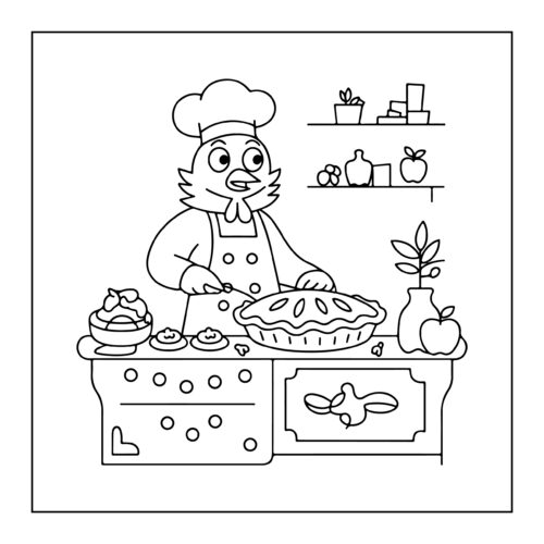 Chef chicken baking apple pie