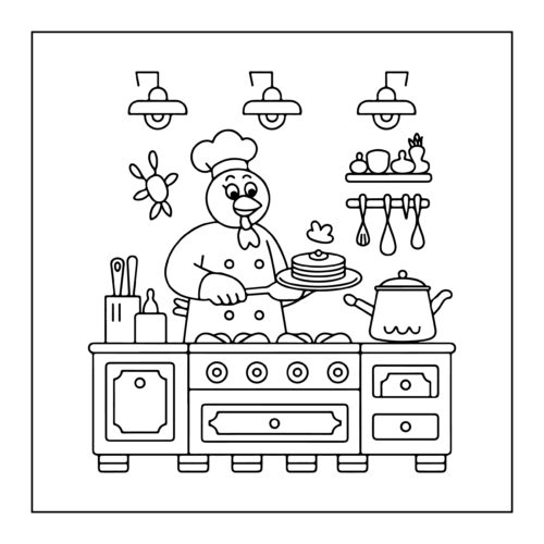 Chef chicken cooking in kitchen