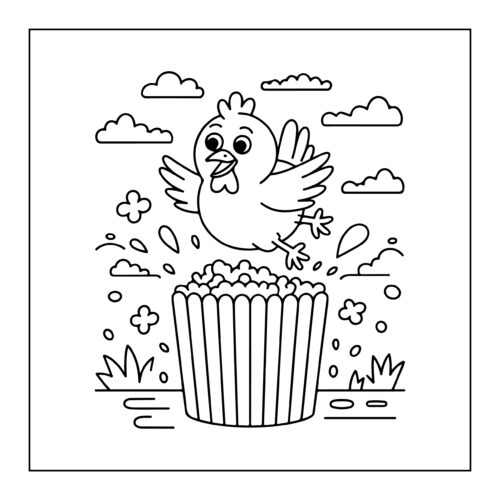 Chicken popping out of popcorn