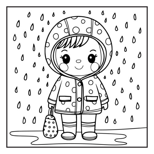 Child in polka dot raincoat