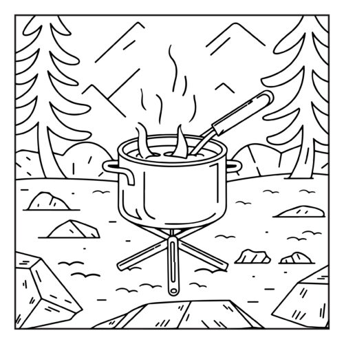Cooking pot on camp stove