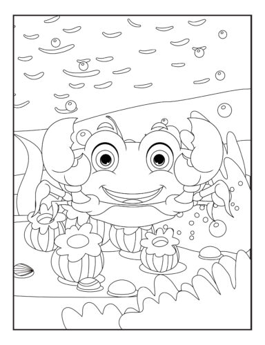 Crab holding sea anemones happily