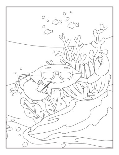 Crab with glasses underwater