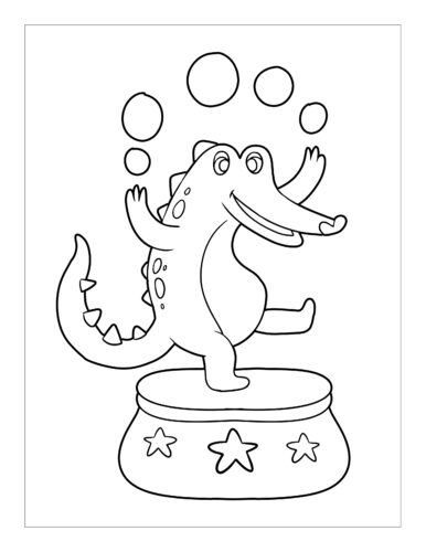 Crocodile juggling circus platform