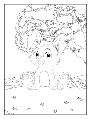 Cute Rabbit under leafy tree