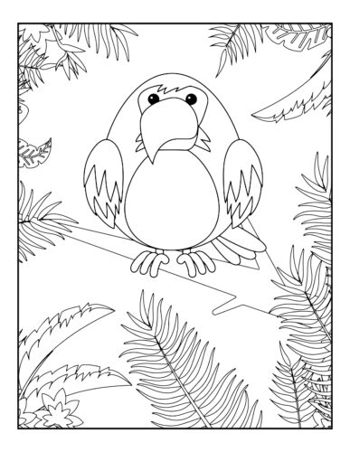 Cute parrot in tropical jungle