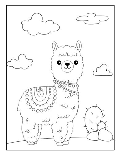 Decorated llama with ornate blanket