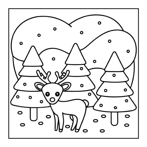 Deer in snowy winter forest