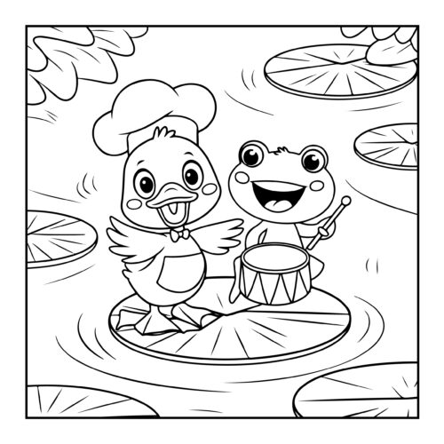 Duck chef with frog friend