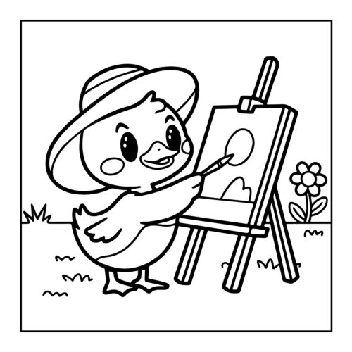 Duck painting at outdoor easel