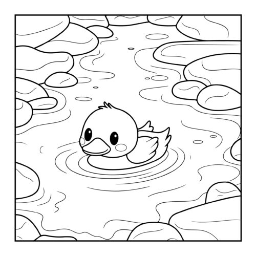Duck swimming in wavy water