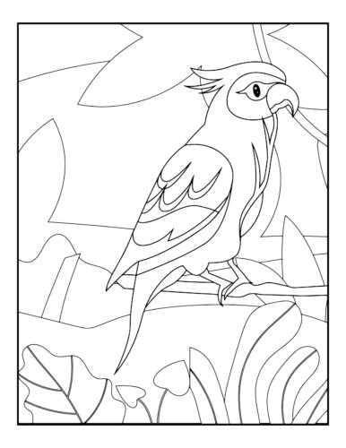 Elegant parrot among leafy plants