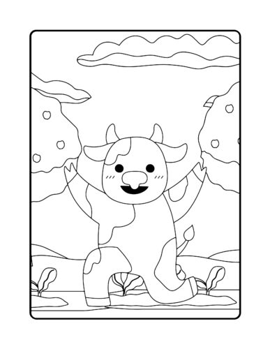Excited cow jumping with joy
