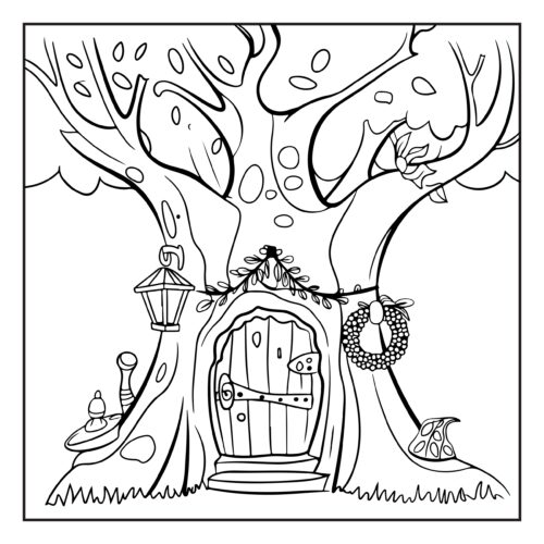 Fairy door in magical oak tree