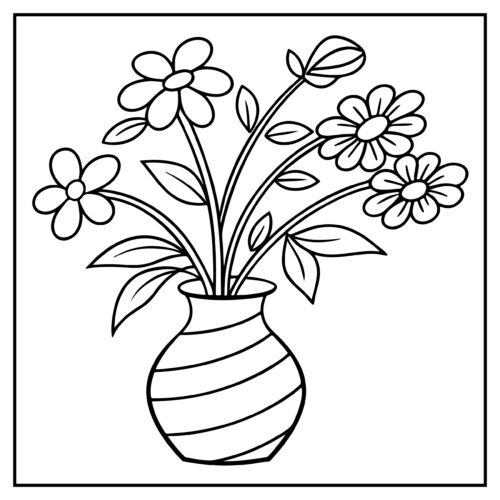 Flowers in decorative striped vase