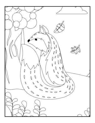 Fox howling beneath fruit tree