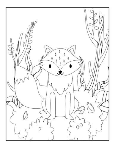 Fox sitting in forest scene