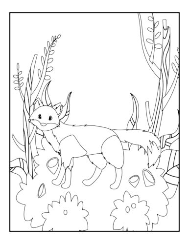 Fox walking through forest