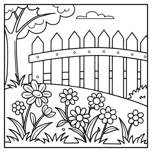 Garden fence with flowers