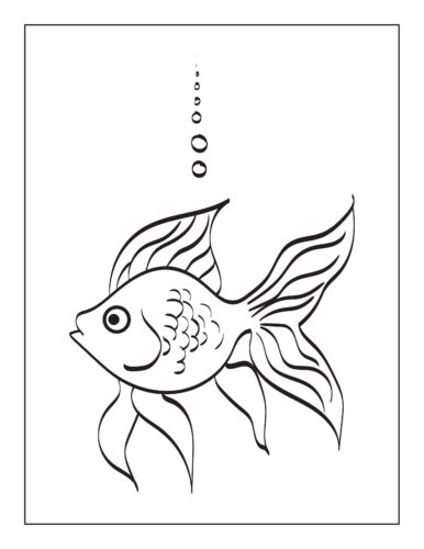 Goldfish with bubbles underwater scene