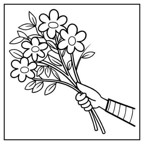 Hand holding flower bouquet gift