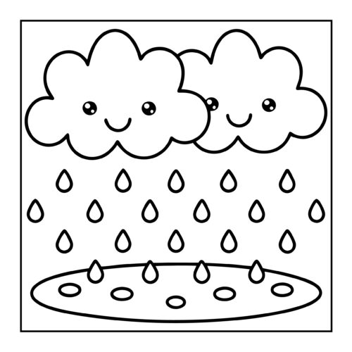 Happy clouds making rain puddles