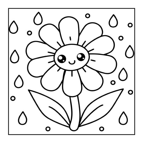 Happy flower with rain drops