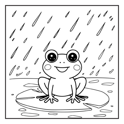 Happy frog enjoying the rain