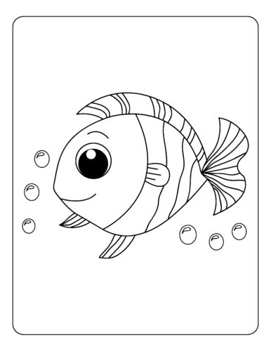 Happy goldfish with water bubbles