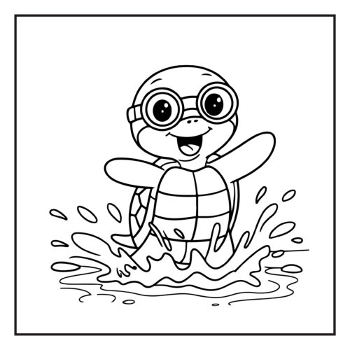 Happy turtle swimming in water
