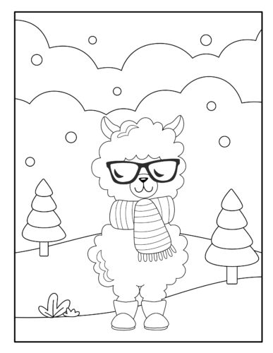 Hipster llama wearing glasses scarf