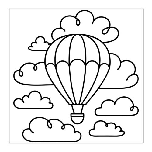 Hot air balloon with clouds