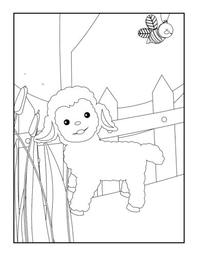 Lamb jumping over wooden fence