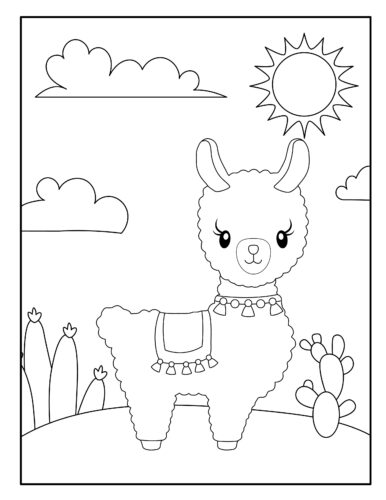Llama wearing decorative summer outfit