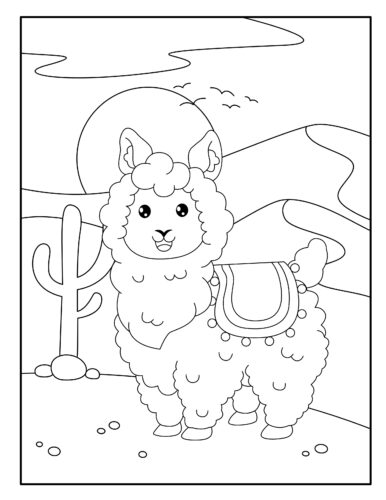 Llama with saddle bag, canyon