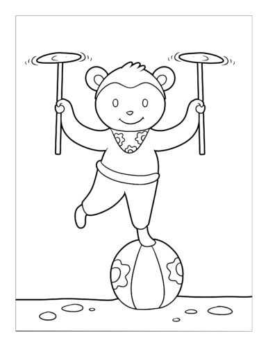 Monkey spinning plates tightrope