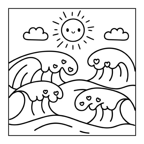 Ocean waves under bright sun