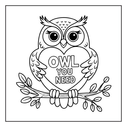 Owl holding heart saying message
