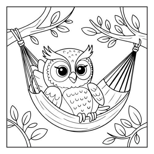 Owl swinging in tree hammock