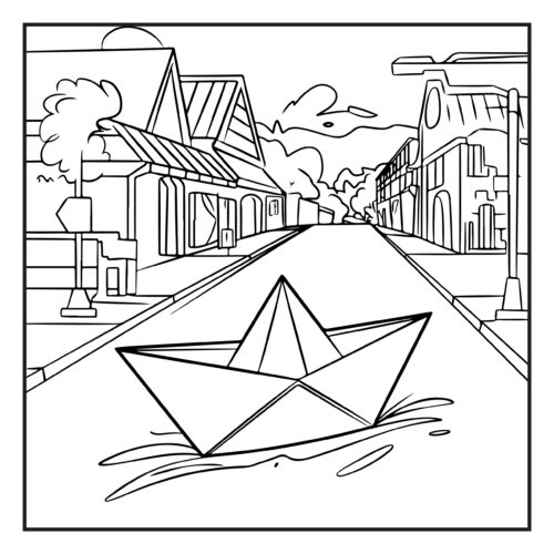 Paper boats in flooded street