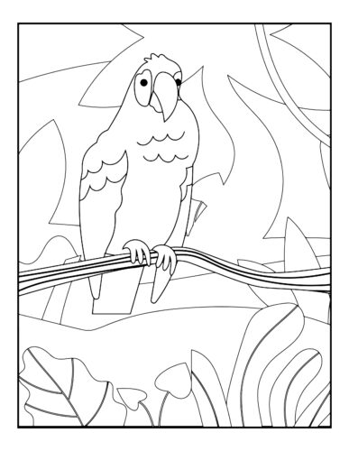 Parrot gripping wooden tree branch